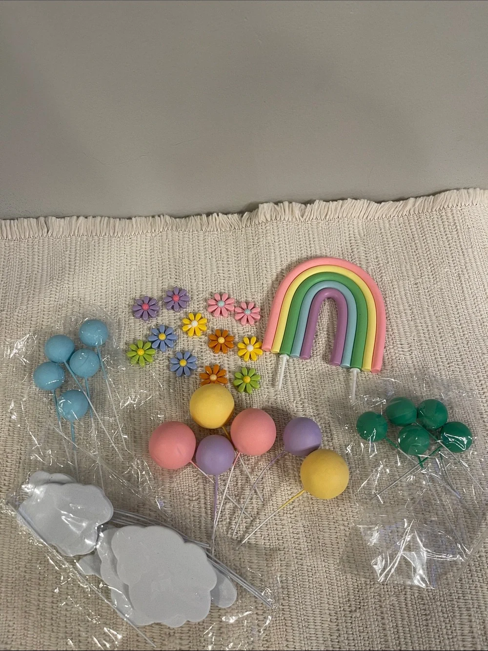 Pastel Rainbow and Flower Cake/Cupcake Toppers 🌺